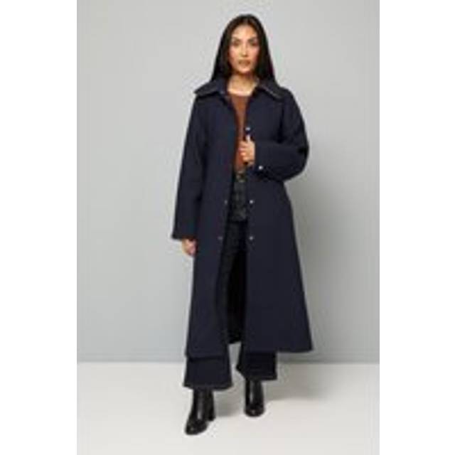 Wallis Petite Wool Blend Belted Longline Coat In Navy - navy - 18