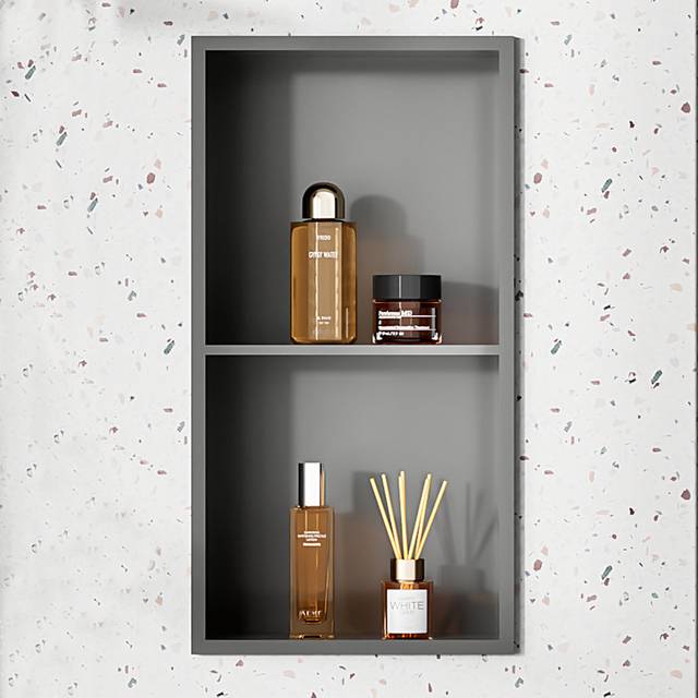 Stainless Steel Shower Niche Wall Insert for Bathroom, 12” x 24” Tile Niche for Organizer Storage - Gray (61cm H X 30.5cm W X 10cm D)