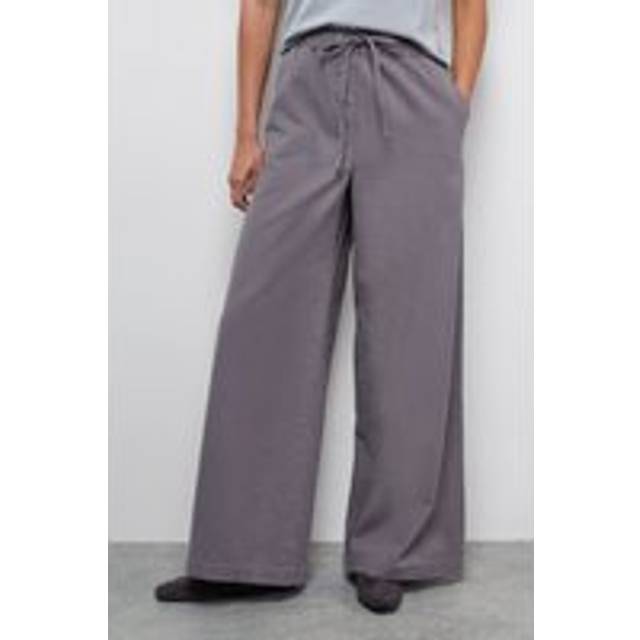 Warehouse Slouchy Wide Leg Drawstring Cargo Trouser In Dark Grey - dark grey - 16