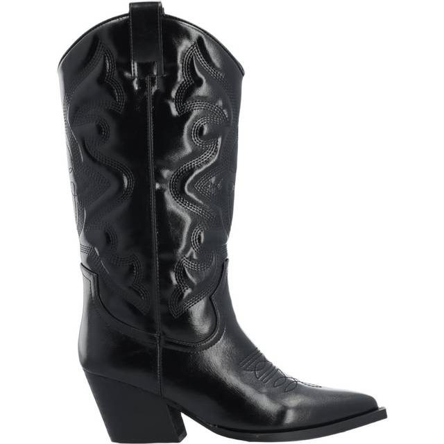 Bianco Biajody Western Boot Faux Leather Cowboy Biker - Black