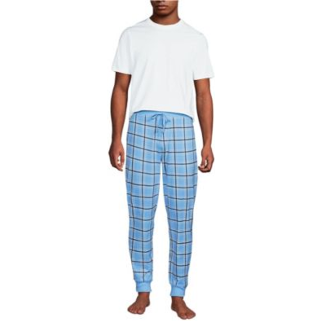 Jersey Pyjama Set, Men, size: 42-44, regular, Blue, Cotton-blend, by Lands' End (42-44)