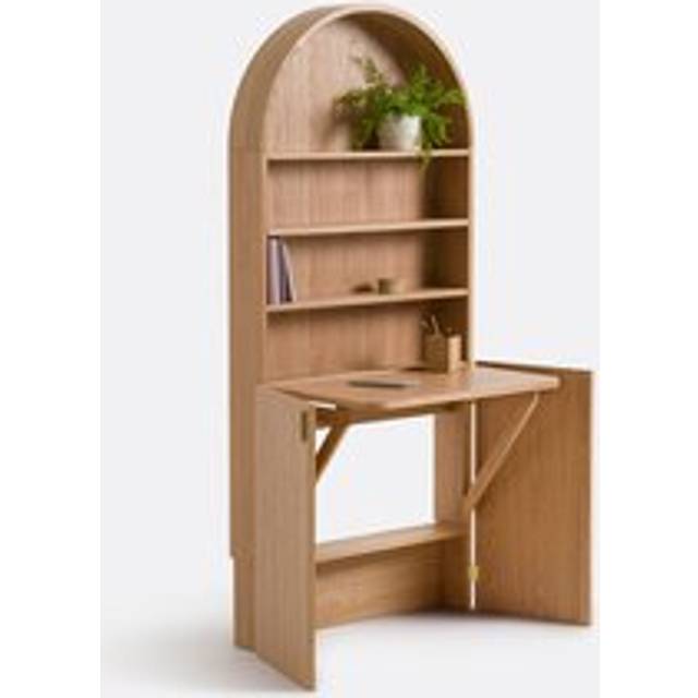 Marcela Bookcase with Hideaway Desk - Oak - ONE SIZE