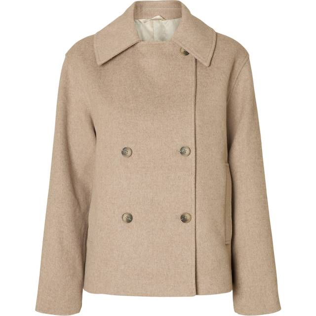 Selected Wool Blend Jacket Overgangsjakke - Creme