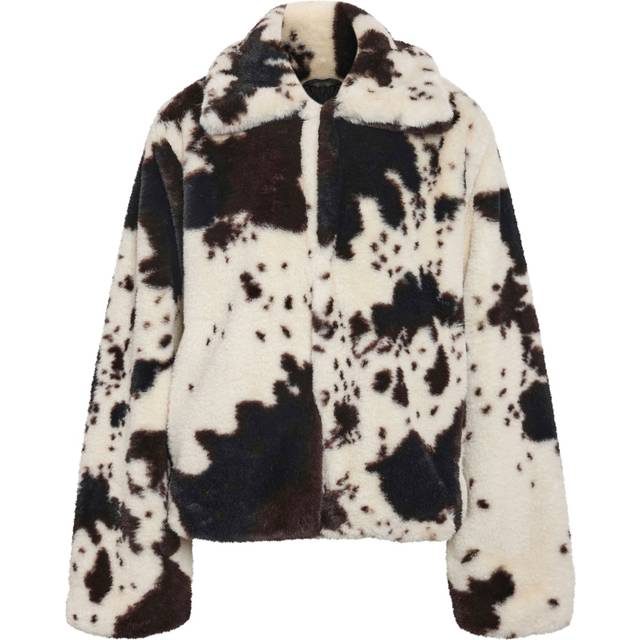 Noisy May Nmeve Fur Koprint Overgangsjakke - Beige/Sort