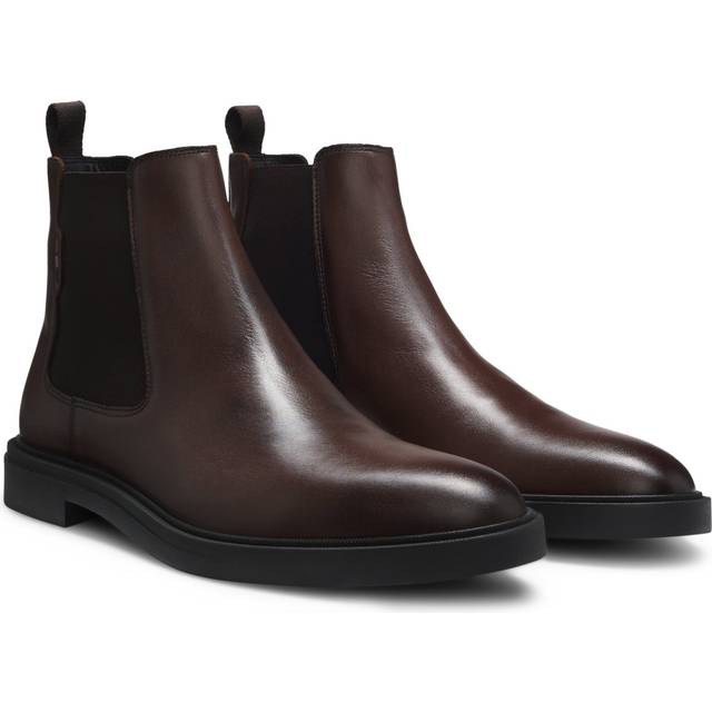 BOSS for man. 50552527 Brown Leather Chelsea Ankle Boots (42), Flat, None, Casual