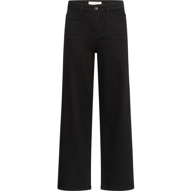 KAFFE Brook High Waist Wide Leg Jeans, Black