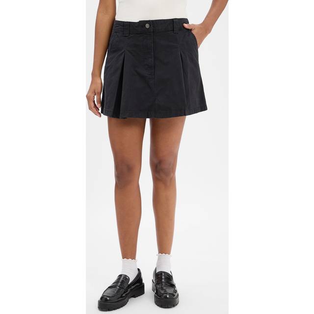 Pleated Denim Mini Skirt