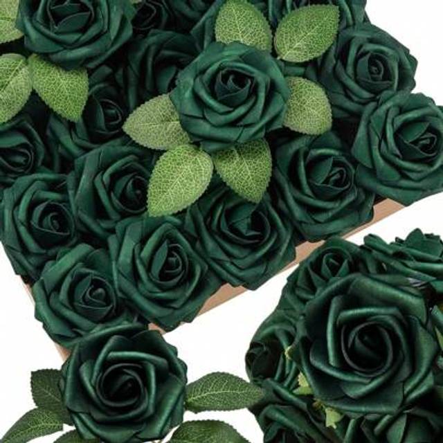 SHEIN 25/50 Pcs Realistic Roses Artificial Flowers , Fake Roses With Bendable Long Stems, Autumn Decor, Texture Flowers For Wedding Decorations,Home Decor,