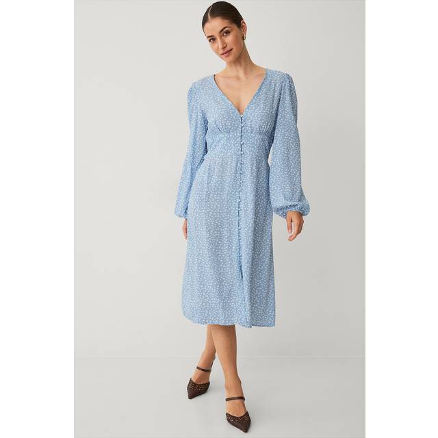Vila Vianna Langærmet Midikjole Kjole V-Neck Dress - Blå