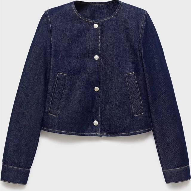 Mango Peppa Denim Jacket, Open Blue