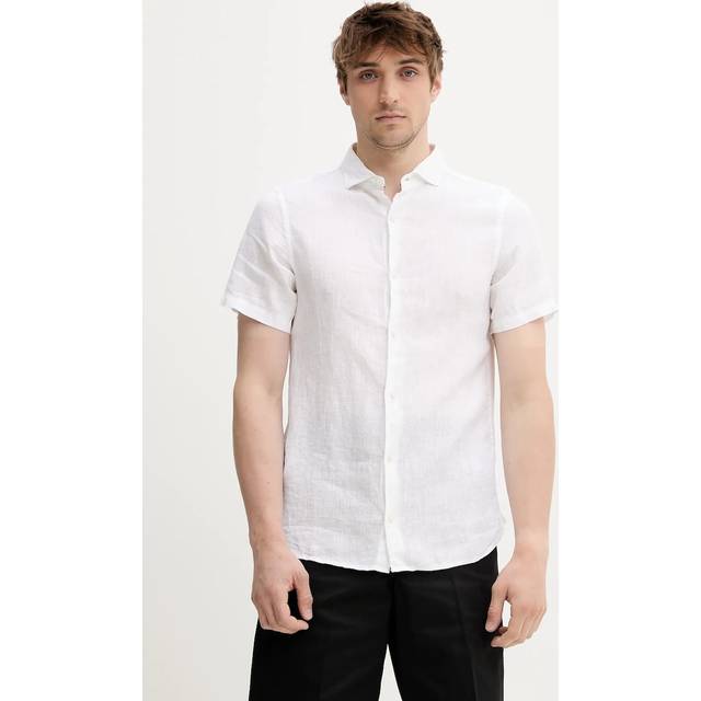 Superdry Men's Vacation Linen Short Sleeved Shirt, White