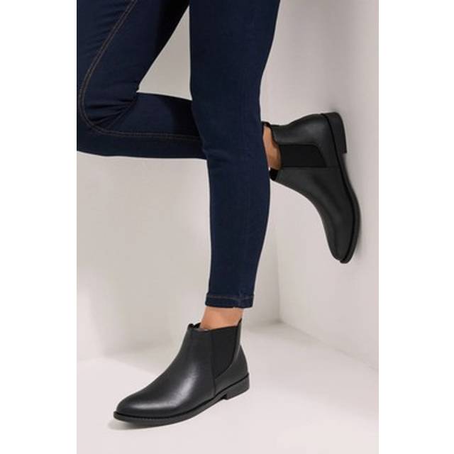 Womens Wide Fit Megs Flat Chelsea Boots - Black - 4