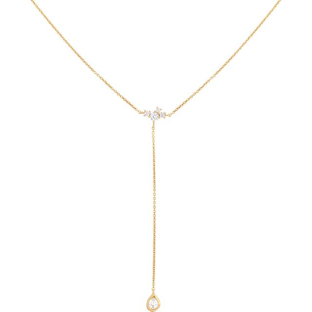 Astrid & Miyu Pear Bezel Lariat Necklace, Yellow Gold
