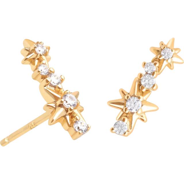 Astrid & Miyu Glimmer Crystal Climber Stud Earrings, Yellow Gold
