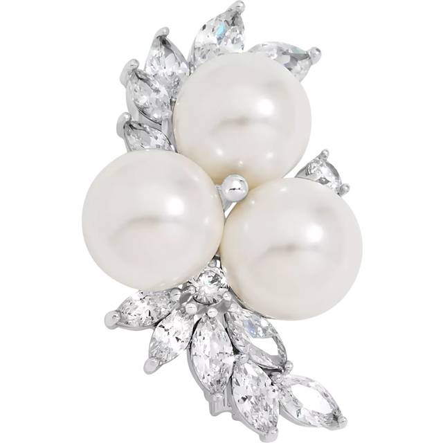 Jon Richard Silver Plated Pearl And Crystal Cluster Brooch - Gift Box - One Size