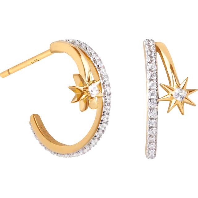 Astrid & Miyu Cosmic Illusion Crystal Hoops, Yellow Gold