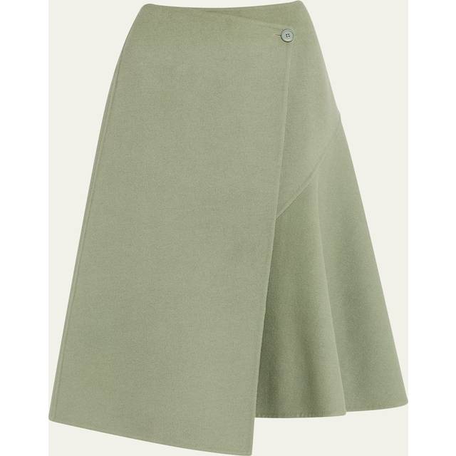 Double-Faced Draped Wrap Skirt - MDGRN - 2