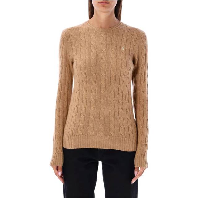 Crew Neck Jumper in Wool and Cashmere Cable Knit - grey - XL