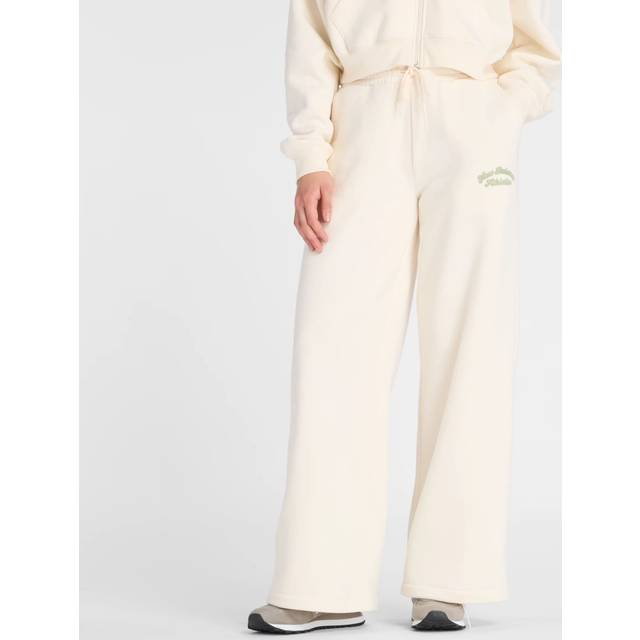 New Balance Womens Heritage Fleece Wide Leg Pant - Beige, Beige, Size M, Women