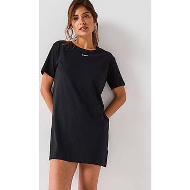 Stretch-cotton nightdress with logo details