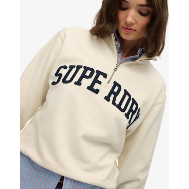 Women's 1/2 zip sweatshirt with appliqué design Superdry - Blanc