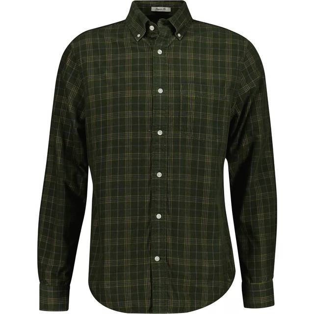 GANT Cotton Regular Fit Check Corduroy Shirt, Country Green