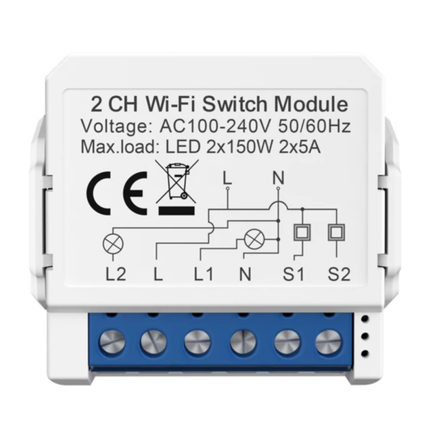 moresk-Tuya Smart WiFi Light Switch 2 Way Control Mini Breaker Controlled By Yandex Alexa Home