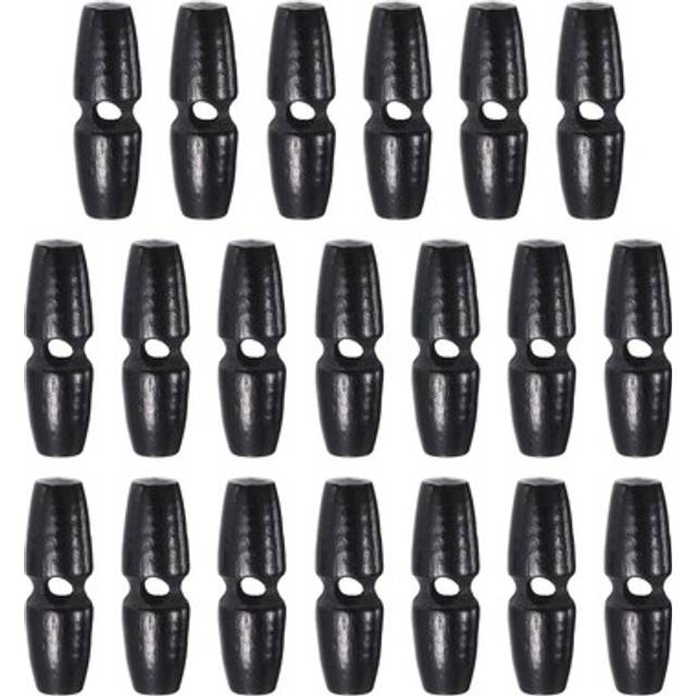 20pcs Wooden Toggle Buttons 30mm Single Hole Olive Sewing Button, Black