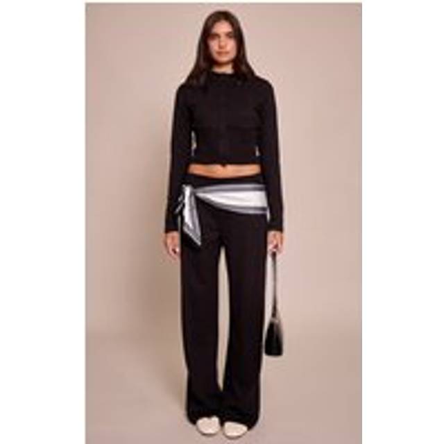 Black Super Soft Wide Leg Trousers - 4