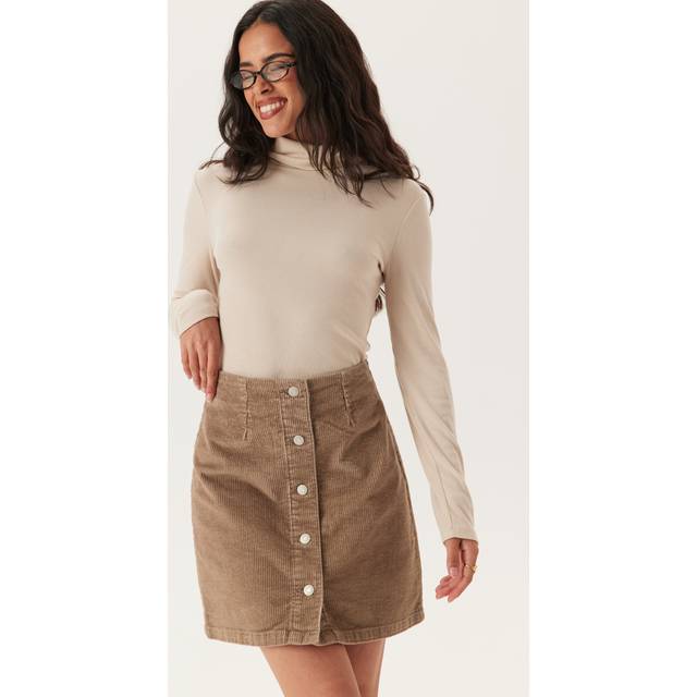 Vero Moda Vmetta Høj Talje Kort Nederdel - Mørkebeige