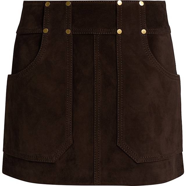 MK Suede Mini Skirt - Brown - Michael Kors - UK 10