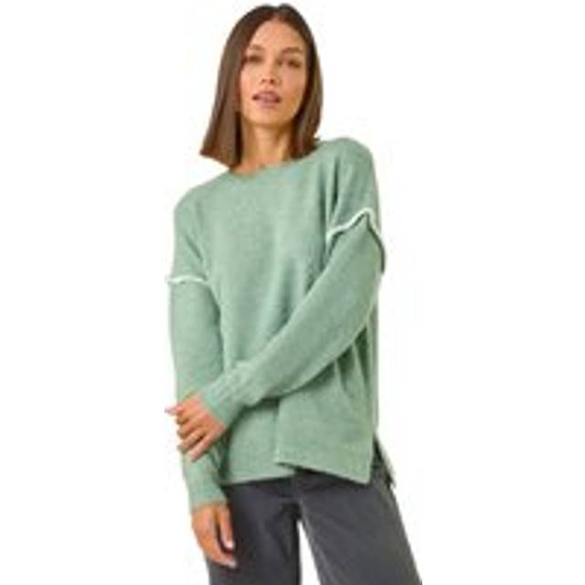 Roman Contrast Stitch Knit Jumper In Dark Green - 10