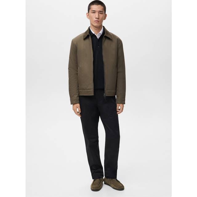 Cotton quilted jacket olive green - Man - XL - MANGO MAN - Olive Green