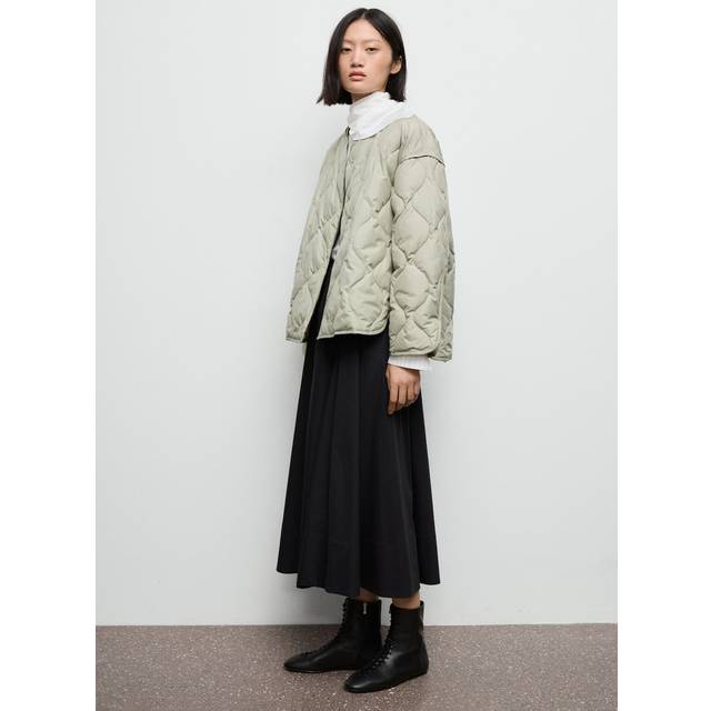 Oversize quilted down anorak pastel green - Woman - L - MANGO - Pastel Green