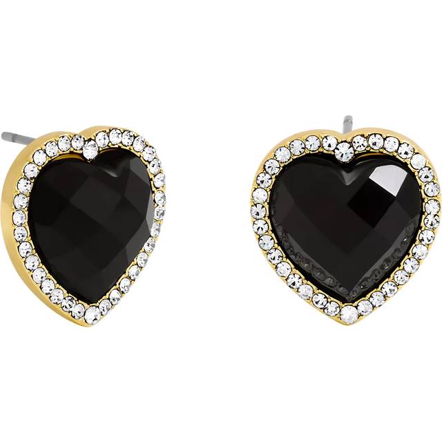 Jon Richard Jon Richard Gold Plated Crystal and Jet Heart Studs
