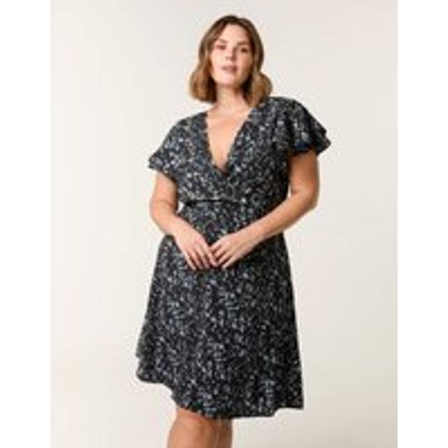 Blue Vanilla Black Curve Frill Sleeve Mini Dress - 18