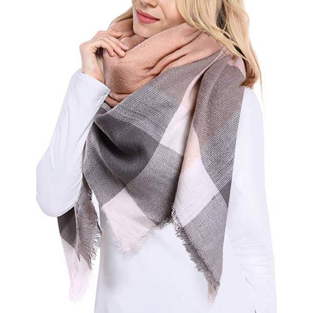 Plaid Cashmere Feel Classic Soft Luxurious Winter Scarf