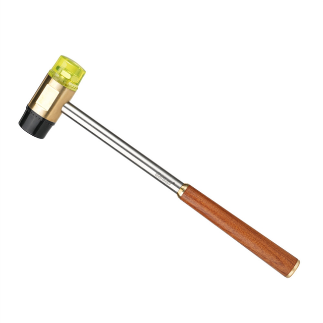 ,Wood Rubber Hammer Double Faced Work Glazing Window with Round Head and Non-Slip Handle DIY Hand Tool