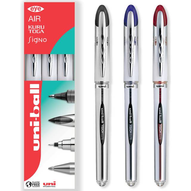 (Mixed, Pack of 3) uni-ball UB-200 Vision Elite Rollerball Pen - 0.8mm