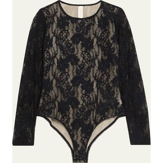 Long-Sleeve Lace Bodysuit - BLACK - 3