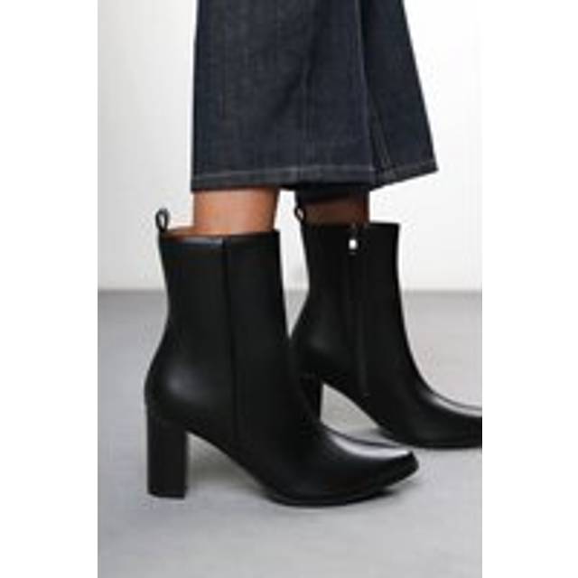 Where's That From 'greta' Faux Leather Pointed Toe Ankle Boots With Block Heel In Black - 5