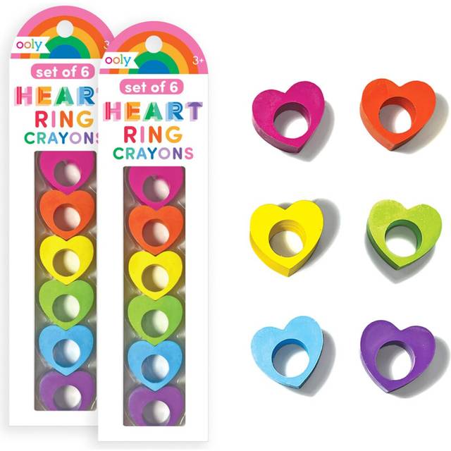 Ooly Heart Ring Chunky Finger Crayons for Toddlers and Little Hands [Set of 12]  Non-Toxic Heart Shaped Crayons are Easy to Hold Crayons for