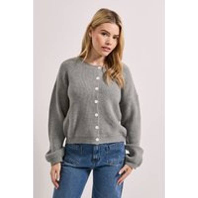 Dorothy Perkins Soft Contrast Button Cardigan In Grey Marl - grey marl