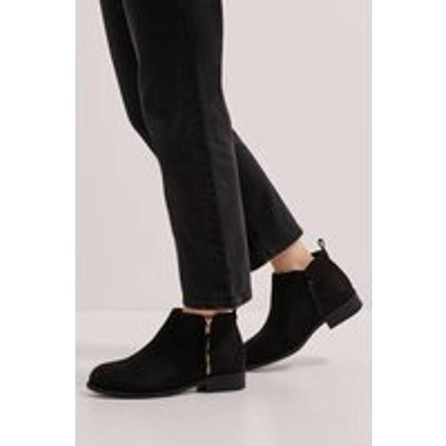 Dorothy Perkins Maddy Side Zip Flat Ankle Boots In Natural Black - natural black - 7