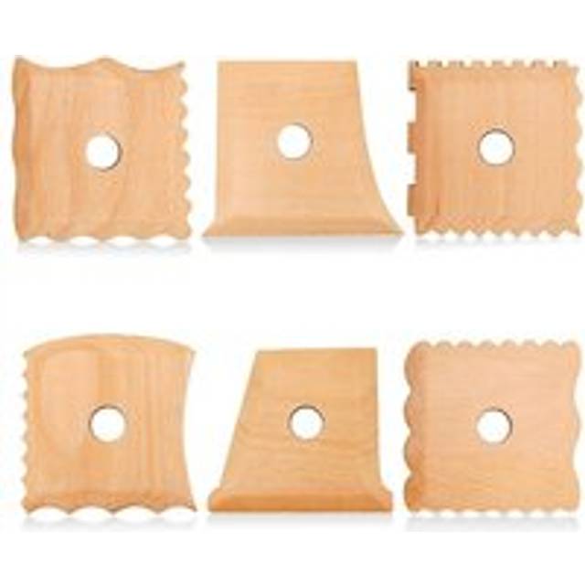 Pottery Tools Wooden Skeleton Knife Foot Trimming Clay DIY Drawing Shaping Tool (Set of 6)