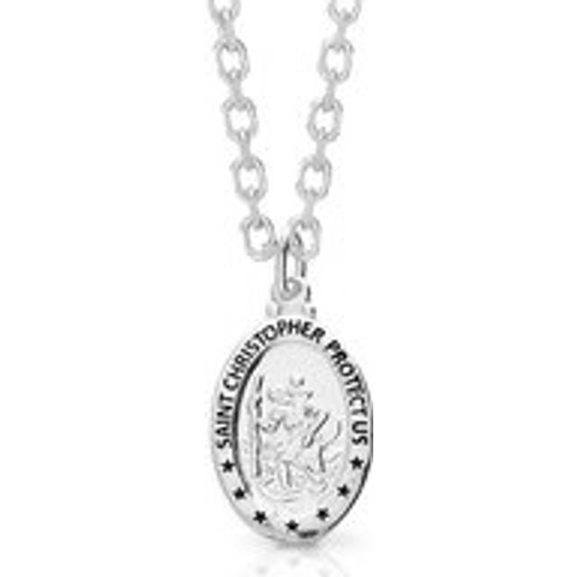 John Greed Signature Silver Black St Christopher Protect Us Necklace - black/silver