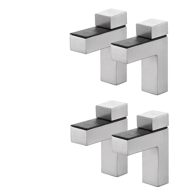 4Pcs Solid Metal Adjustable Wood/Glass Shelf Bracket Wall Mount, Brushed Silver