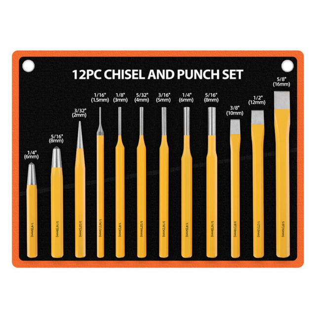 12-Piece Punching Set Masonry Chisel Flat Cylinder
