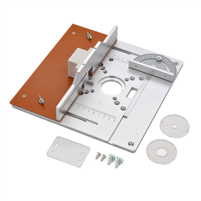 Aluminium Router Table Insert Plate Electric Wood Milling Flip Board with Miter Gauge Guide Set Saw Workbench-A