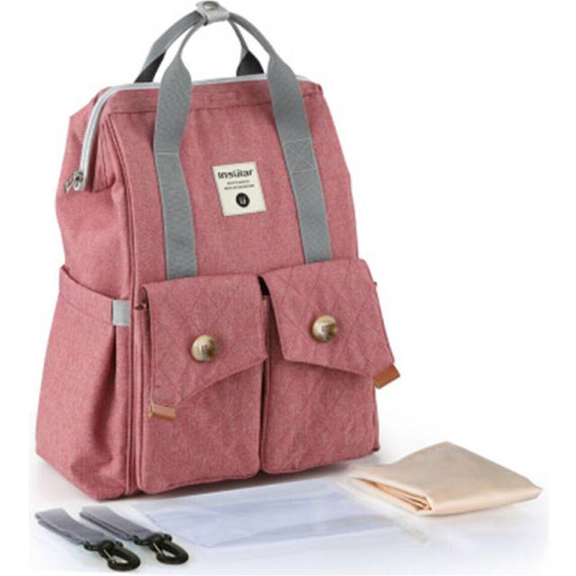 (Red) 20L Polyester Waterproof Baby Diaper Bag Portable Mummy Bag Travel Storage Bag Handbag